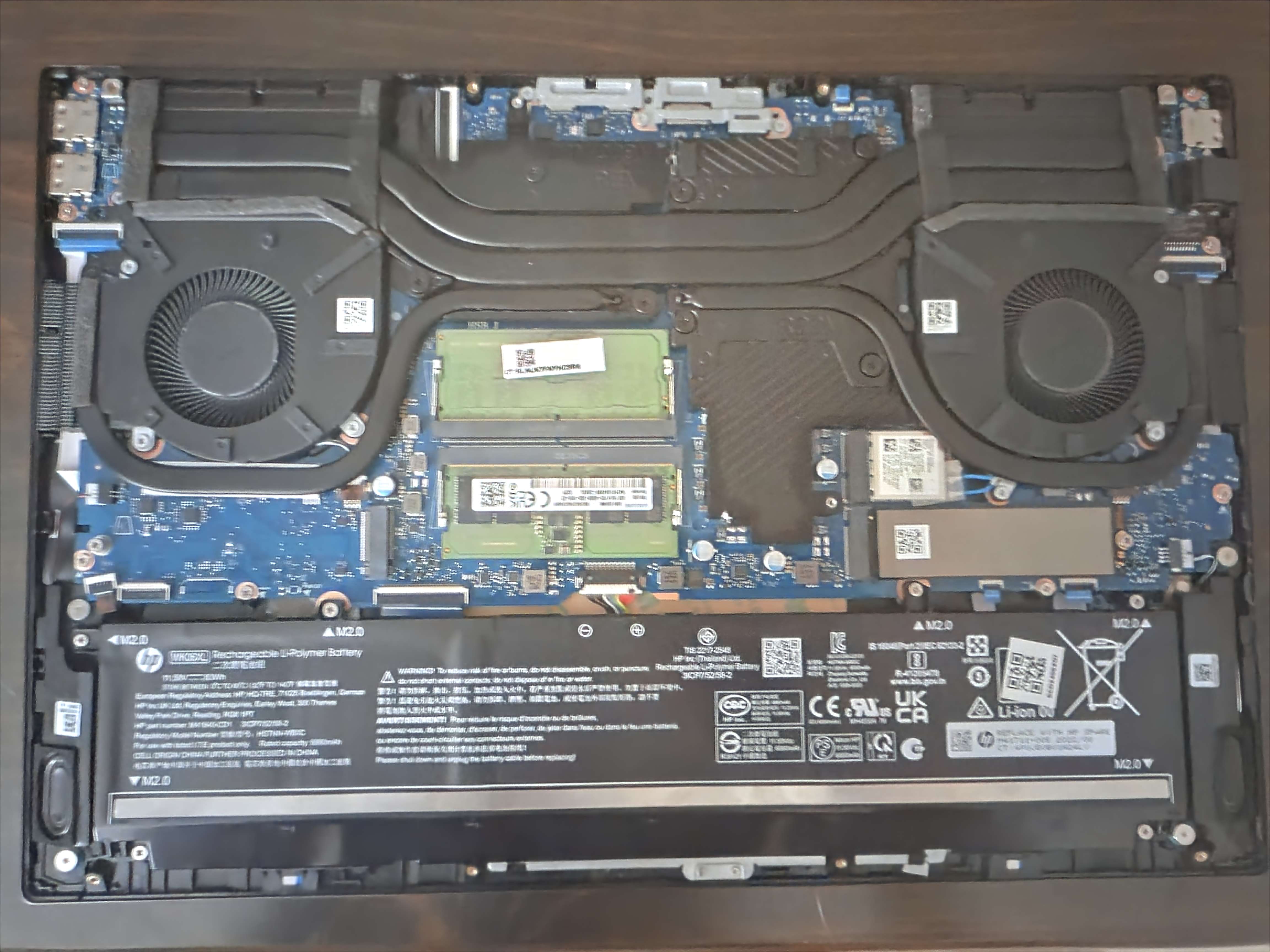 The inside of the laptop with the backplate removed