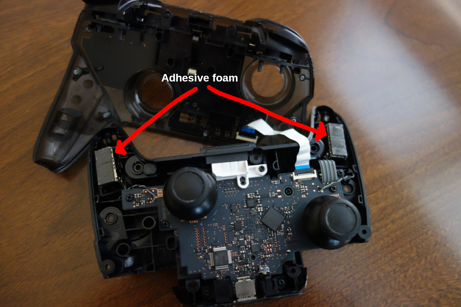 Image of controller in two parts attached by ribbon cable